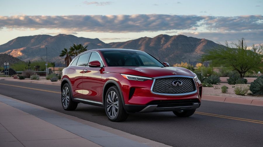 red-2024-infiniti on a highway in chandler Allard Collision Infiniti Certified Repair red-2024-infiniti-on-a-highway-in-chandler-Allard-Collision-Infiniti-Certified-Repair