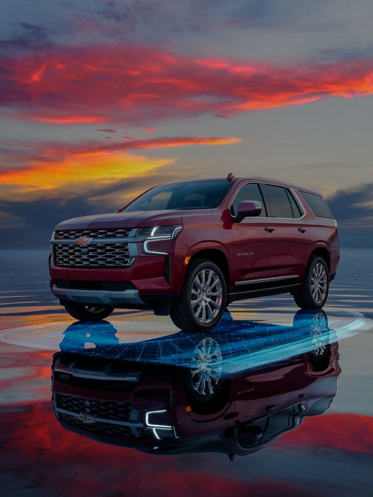red-2025-chevrolet Denali showing ADAS under GM Certified Collision Repair red Infiniti qx80-showing-the-ADAS-Infiniti-Certified-Collision-Repair-Allard-Collision