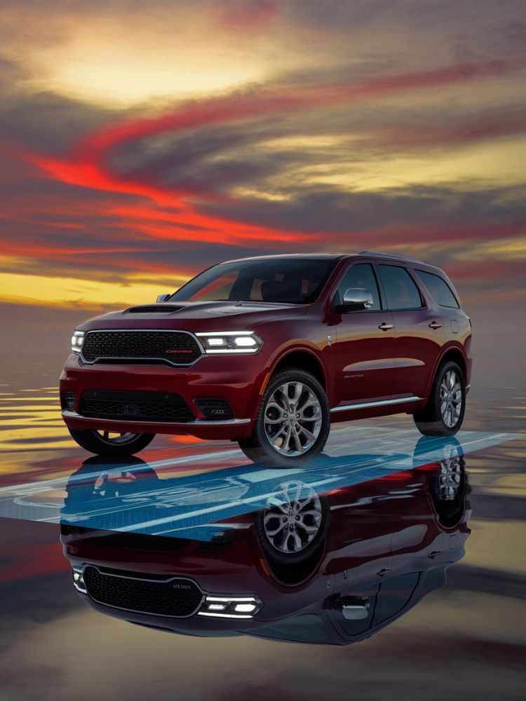 red-2025-dodge-durango ADAS under FCA certified Collision Repair Allard Collision red Infiniti qx80-showing-the-ADAS-Infiniti-Certified-Collision-Repair-Allard-Collision