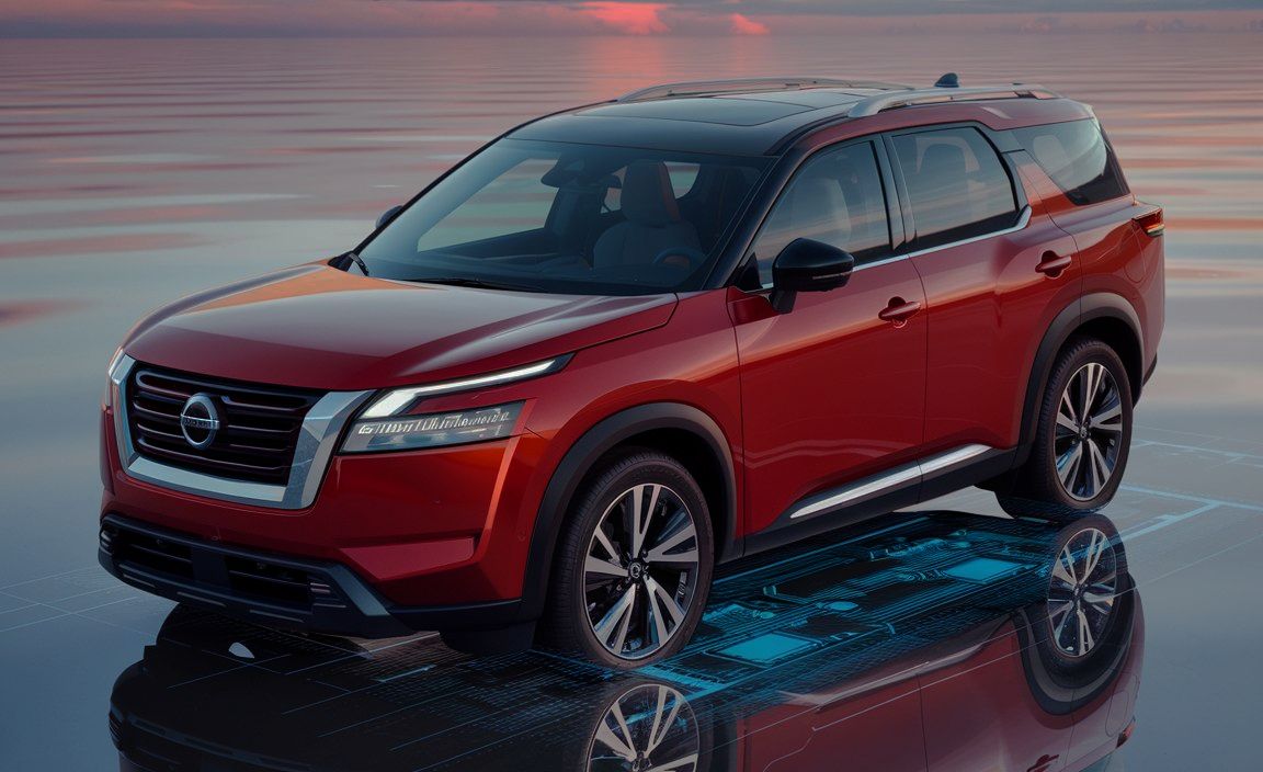 red Nissan SUV showing the adas underneath Allard Collision Nissan Certified Collision Repair red-Nissan-SUV-showing-the-adas-underneath-Allard-Collision-Nissan-Certified-Collision-Repair